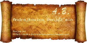 Andrejkovics Benjámin névjegykártya