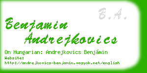 benjamin andrejkovics business card